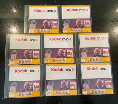 Kodak DVD-R 8x Speed 4.7GB 120mins x8 Discs New Sealed - Image 1 of 2