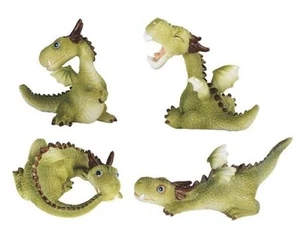 Miniature Fairy Garden Set of 4 Green Dragons - Buy 3 Save $5 - Picture 1 of 1