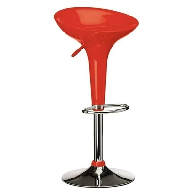 Sgabello Cucina Regolabile in Acciaio e ABS Seduta Girevole Rosso Casa Bar - Immagine 1 di 4