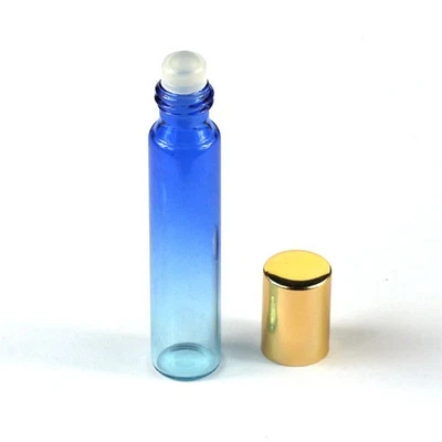 Compra a granel botellas de vidrio coloridas enrollables de 10 ml aceite esencial perfume aromaterapia Foto 1 de 4