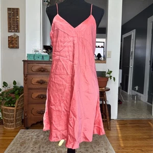 Victoria's Secret Pink Silk Slip Nightgown Midi V Neck Spaghetti Strap M Silk - Picture 1 of 7