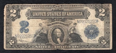 FR. 258 1899 $2 TWO DOLLARS “MINI PORTHOLE” SILVER CERTIFICATE CURRENCY NOTE - Image 1 of 2