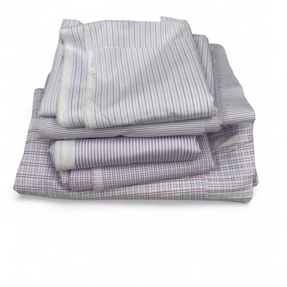 5 Pink & Purple Cotton Shirting Fabrics – Checks & Stripes Mix - Image 1 of 4