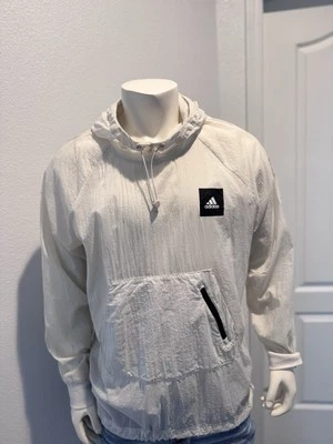 Pulôver Adidas leve corta-vento lona/branco – masculino tamanho grande - Imagem 1 de 4