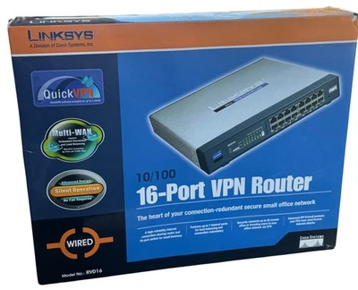 Router VPN Linksys 16 puertos RV016 10/100 dispositivo de red con cable Foto 1 de 4