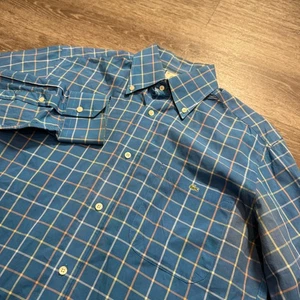 Lacoste Shirt Mens 38 Blue Windowpane Check Button Down Crocodile Logo Casual - Picture 1 of 10