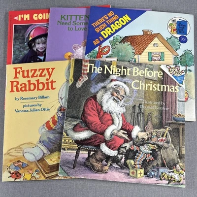 Children’s 5 Book Lot Night Before Christmas Fuzzy Rabbit Golden Look Books PB Foto 1 de 4