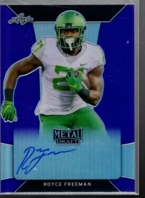 B4702- 2018 Leaf Metal Draft Prismatic Purple #BA-RF1 Royce Freeman Auto /25 - Image 1 of 2