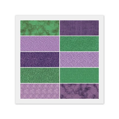 PURPLE & GREEN 100% Cotton Fabric - 10 FAT QUARTERS or 20 Strip JELLY ROLL - Image 1 of 4