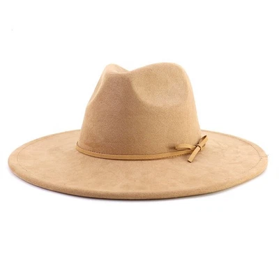 Sombrero Fedora para Mujer Hombre Clásico Invierno Ajustable Gamuza Fieltro Occidental Sombrero de Panamá Foto 1 de 4