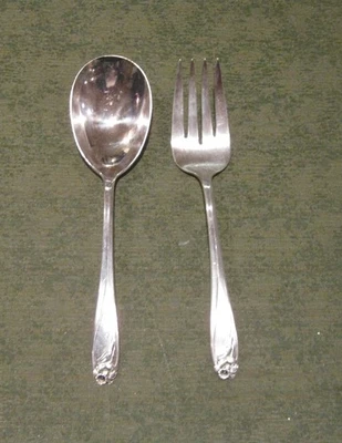 1847 ROGERS BROS.  IS   DAFFODIL  SERVING SPOON & FORK - Image 1 of 4