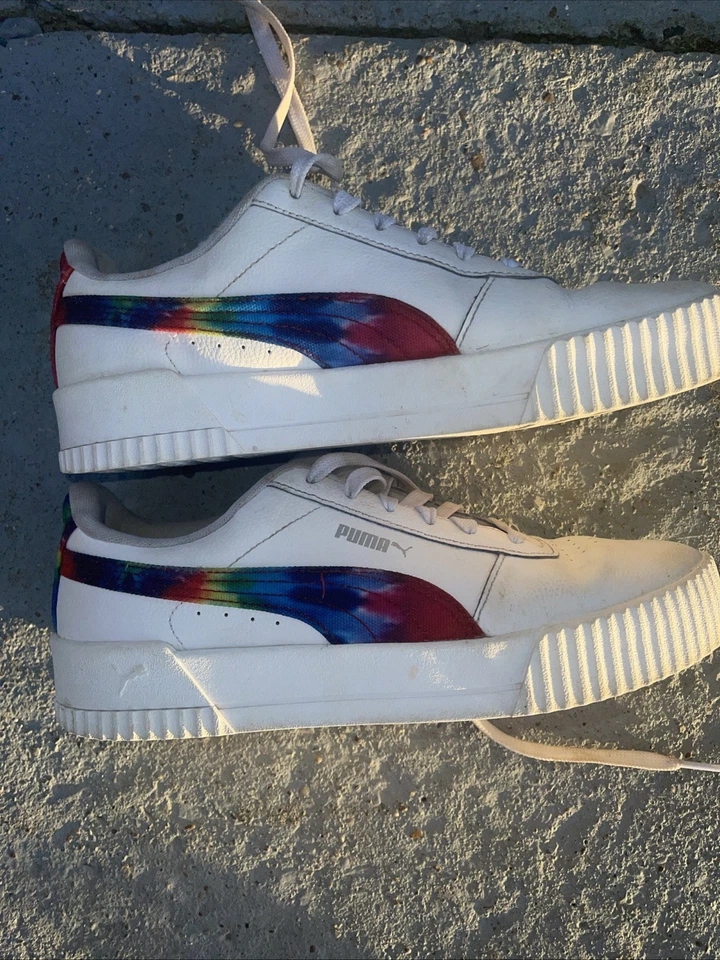 Zapatillas deportivas blancas Puma Carina Rainbow Tie Dye para mujer talla 10 Foto 1 de 4