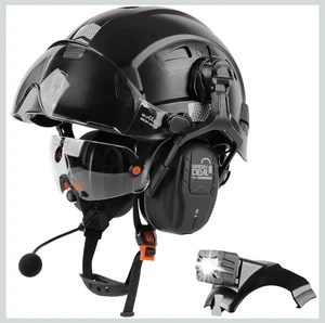 GREEN DEVIL Casco de Seguridad Sombrero Rígido con Visera Bluetooth Orejeras y Faro - Imagen 1 de 7