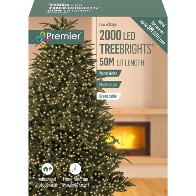 Premier 2000 LED Multi-Action TreeBrights Christmas Tree Light Timer WARM WHITE - Image 1 of 4