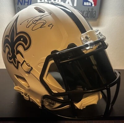 DREW BREES SIGNED CUSTOM FULL SIZE AUTHENTIC LUNAR ECLIPSE SPEED HELMET BAS COA - Image 1 of 4