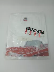 Vintage rotes Chevy Corvette Large weißes T-Shirt Fruit of the Loom hergestellt in den USA neu aus altem Lagerbestand - Bild 1 von 4
