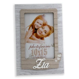 Cornice foto Zia in legno per fotografia 10x15 con cuori - Foto 1 di 7