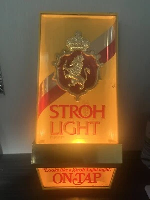 Works stroh светящийся пивной бар таверна знак 1980 золотой хром - Изображение 1 из 3
