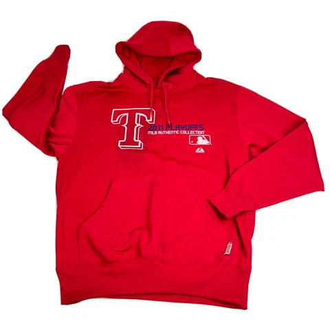 Texas Rangers Majestic Therma Base Sz M Hoodie 2011 Playoffs Red Hooded MLB Cover