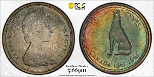 PCGS GETÖNT! PR64 KANADA MEDAILLE AUSRICHTUNG 1967 SILBER HALF DOLLAR 50 TONER FARBE - Bild 1 von 5