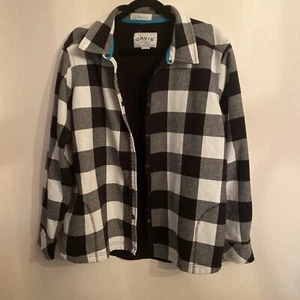Orvis Black & White Buffalo Plaid Snap Front Long Sleeve Shacket Size XXL - Picture 1 of 7