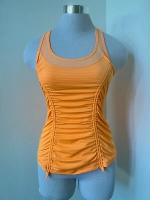 Camiseta sin mangas Zella naranja con cordón ceñido lateral  Foto 1 de 4