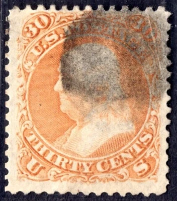 US 1861 THIRTY CENTS FRANKLIN SCOTT #71 USED CLEAR MARGINS - Image 1 of 2