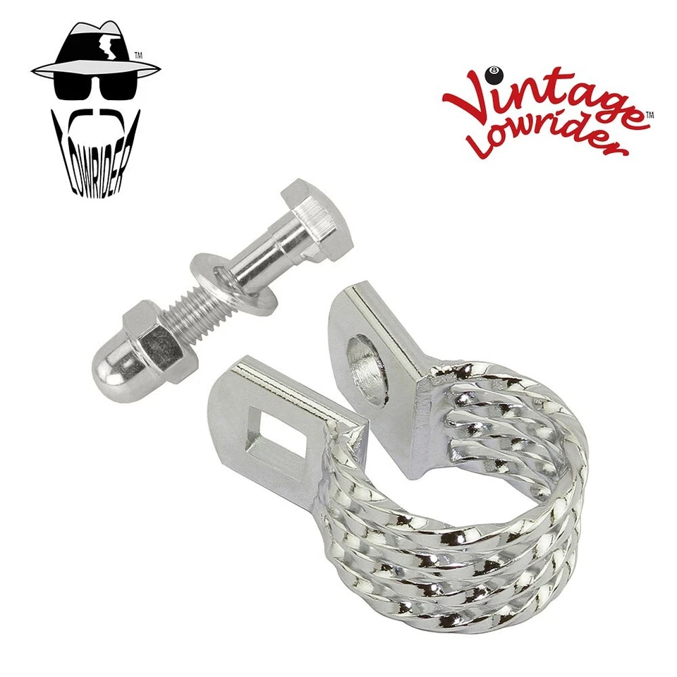 Abrazadera de tija de sillín trenzada lowrider vintage (diámetro exterior 25,4 mm) cromada con perno. Foto 1 de 1