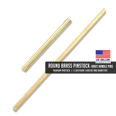 Round Brass Pinstock - Knife Handle Pins - 11 Sizes Available - (Select Below) - Image 1 of 2