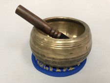 Deep sound Antique Healing Singing Bowl D# Chakra 4.5" Id#J20 1219hz