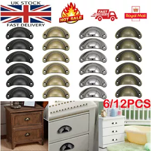 6/12Pcs Cup Pull Shell Handles Half Moon Kitchen Cupboard Cabinet Door Drawer UK - Picture 1 of 23