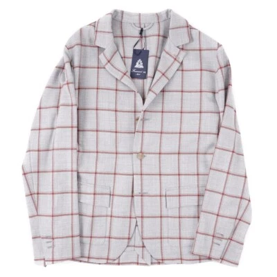 Finamore Napoli Deconstructed Unlined Windowpane Wool Sport Coat 42R NWT - Image 1 of 4