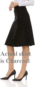 A-Line Skirt by BGDK Womens Basic Elastic Waist Offc Skirt BK-62A Gray XSMALL - Picture 1 of 10