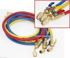 60" Hvac 1/4" Sae 600 Psi Charging Hoses w/Shut Valve Ac Refrigerant R410a R134a