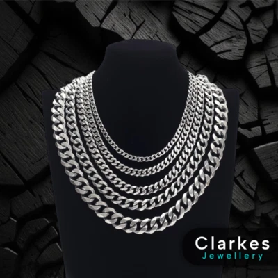 Men’s Italian Cuban Link Chain 5-13mm Stainless Steel Durable Boys Curb Chain - Image 1 of 2