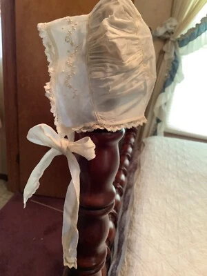 SOMBRERO CAPÓ ENCAJE ALGODÓN BLANCO PARA TU GRAN MUÑECA ALEMANA ANTIGUA BISQUE O FRANCESA Foto 1 de 4