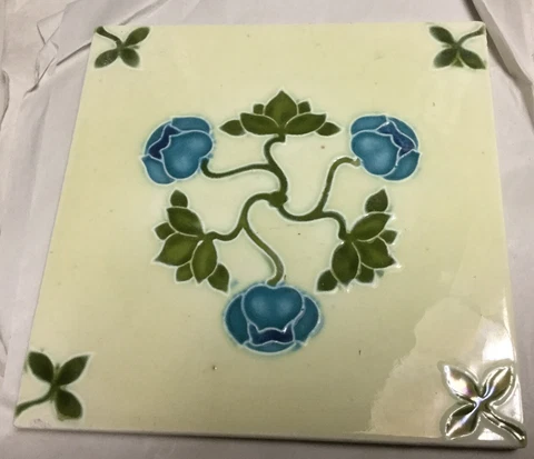 Antique Art Nouveau Majolica Tile England Cover