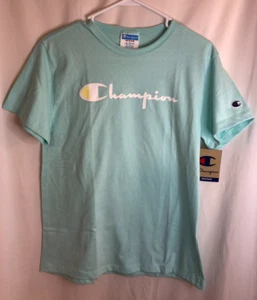 NWT ladies Champion Heritage logo mint Green Tee shirt sz M 100% cotton - Bild 1 von 4