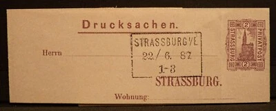 ALEMANIA, ESTRASBURGO, CORREO PRIVADO, ENVOLTORIO DE PERIÓDICO PREPAGO, AÑO 1887 Foto 1 de 4
