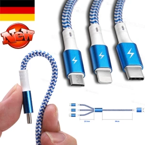 Ladekabel 3in1 Multi Schnell USB Typ-C Micro IOS Handy für Samsung-iPhone-Huawei - Zdjęcie 1 z 13