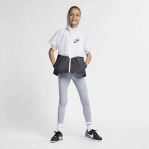 Girls Nike Windrunner Half ZIp Short Sleeve Hoodie Jacket M White Black - Picture 1 of 3