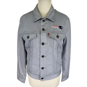 Levis x NFL Gray Twill Trucker Jacket New England Patriots Button Front Size S