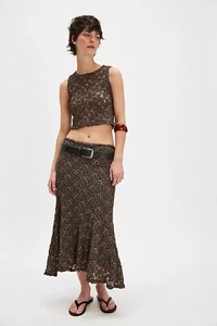 Conjunto Blusa Top Maxi Falda Free People Laney Floral Recortada Negra M Nuevo 279039 - Imagen 1 de 9