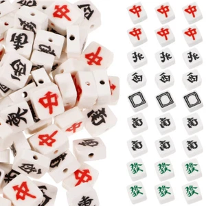 100 Pcs Mahjong Beads Spacer Jewelry Making Tiles for Bracelets Travel Clay - Picture 1 of 12