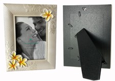 Hawaiian Plumerias Picture Photo Frame Poly Resin 5"x7" Wedding Aloha Hawaii Nib