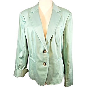 AK Anne Klein Spring Blazer Jacket Size 14P Petite Aqua Green Lined Stretch $159 - Picture 1 of 15