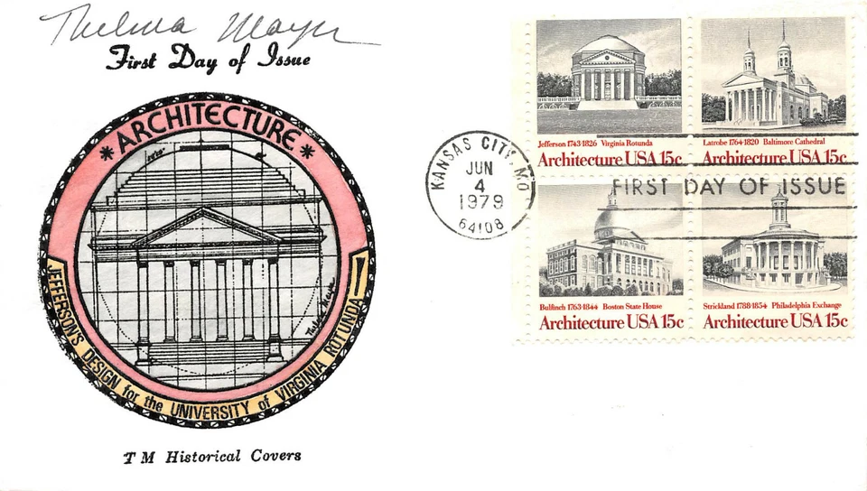 1779-82 15c American Architecture TM Historical hand painted cachet [3667] - Image 1 of 1