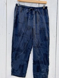 Eileen Fisher Women Blue Black Straight Silk Blend Casual Pants Sz S - Picture 1 of 5