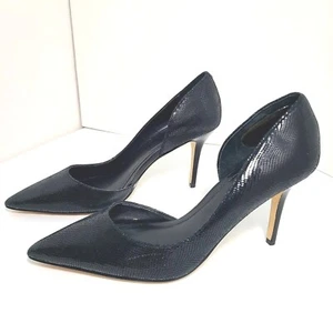 White House Black Market Heel Shoes Women's 7 Black Faux Leather Stiletto Ella  - Picture 1 of 13