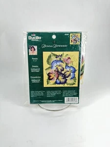 Bucilla Donna Dewberry Pansies Needlepoint Kit 4848 Printed Canvas 5"x5" ————-A3 - Picture 1 of 2